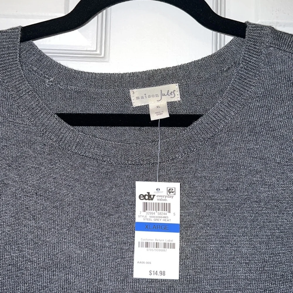 Maison Jules Women’s Crew Neck Sweater in Grey in size XL NWT - Picture 4 of 9